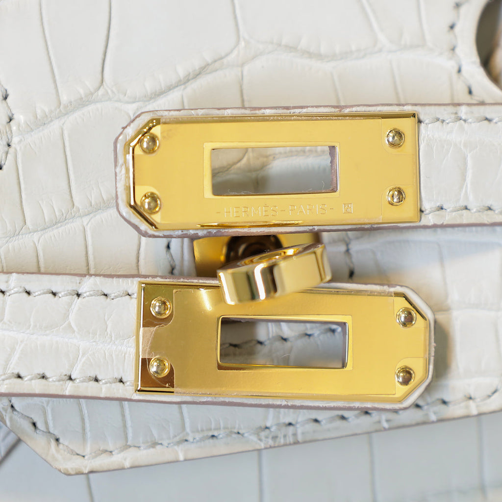 Hermes Beton Matte Alligator Mississippiensis Birkin 25 Sellier Bag