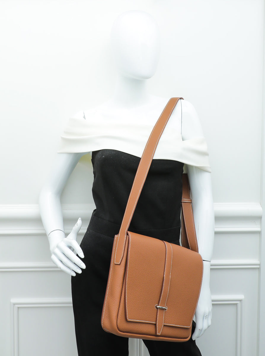 Hermes Gold Steve Light Junior Messenger Bag