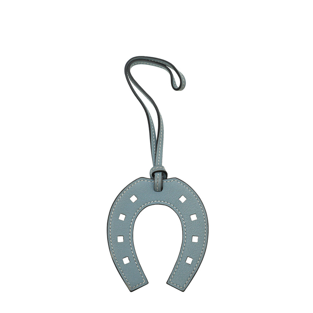 Hermes Bleu Lin Horse Shoe Paddock Bag Charm