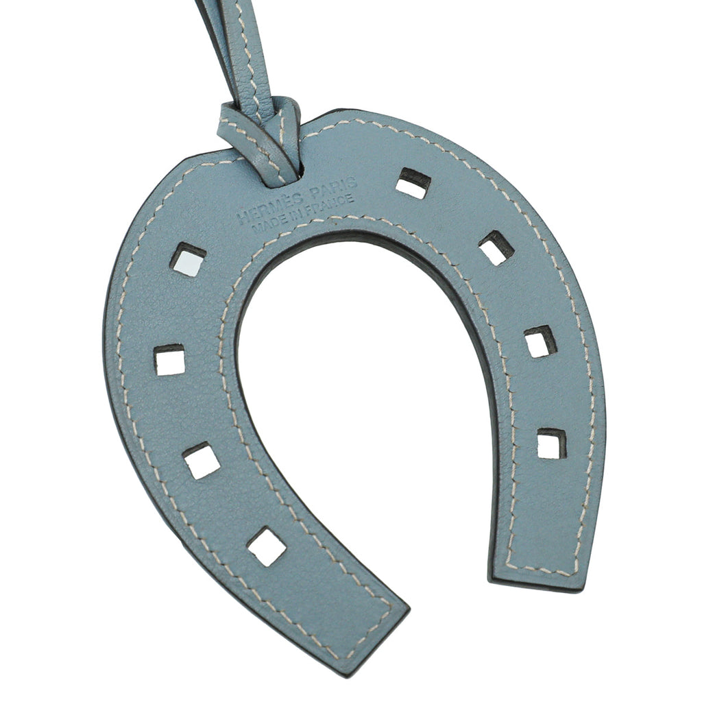 Hermes Bleu Lin Horse Shoe Paddock Bag Charm