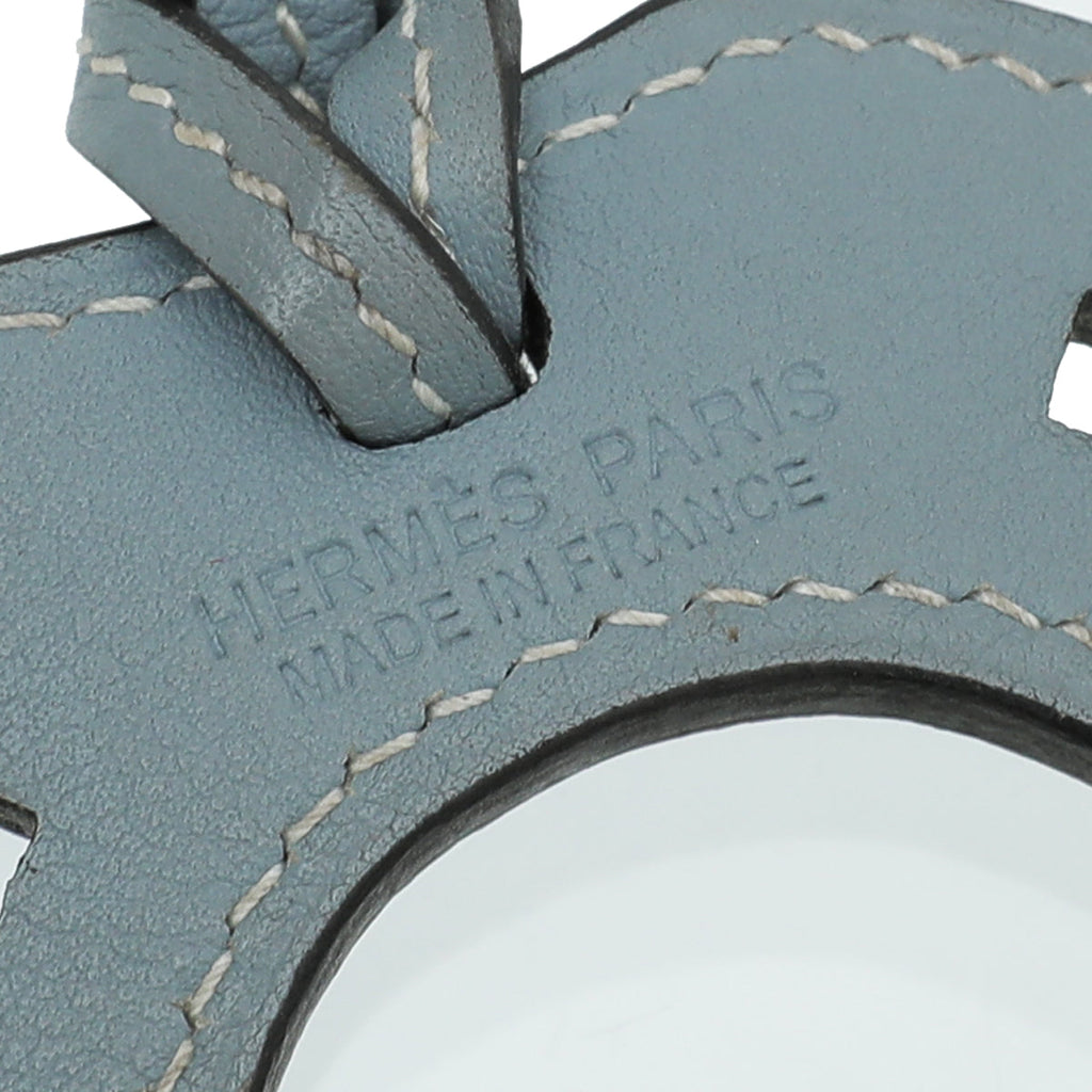 Hermes Bleu Lin Horse Shoe Paddock Bag Charm