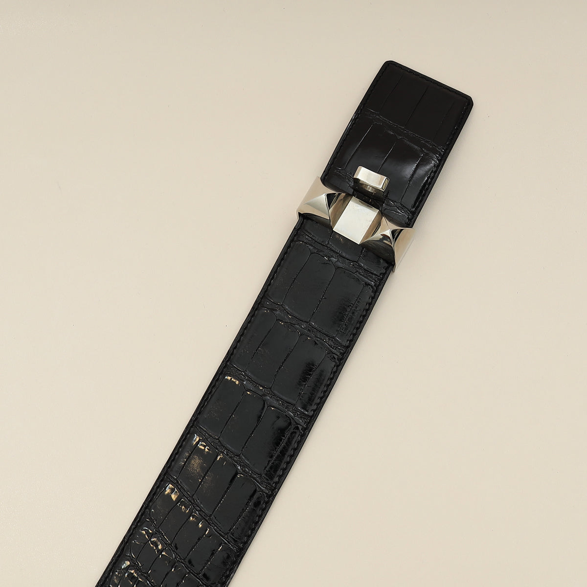Hermes Noir Crocodile Collier de Chien Porosus 48mm Belt