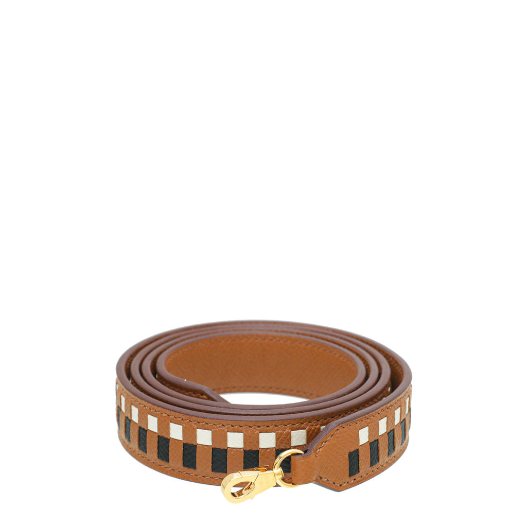 Hermes Gold Tressage Cuir 25mm Bag Strap