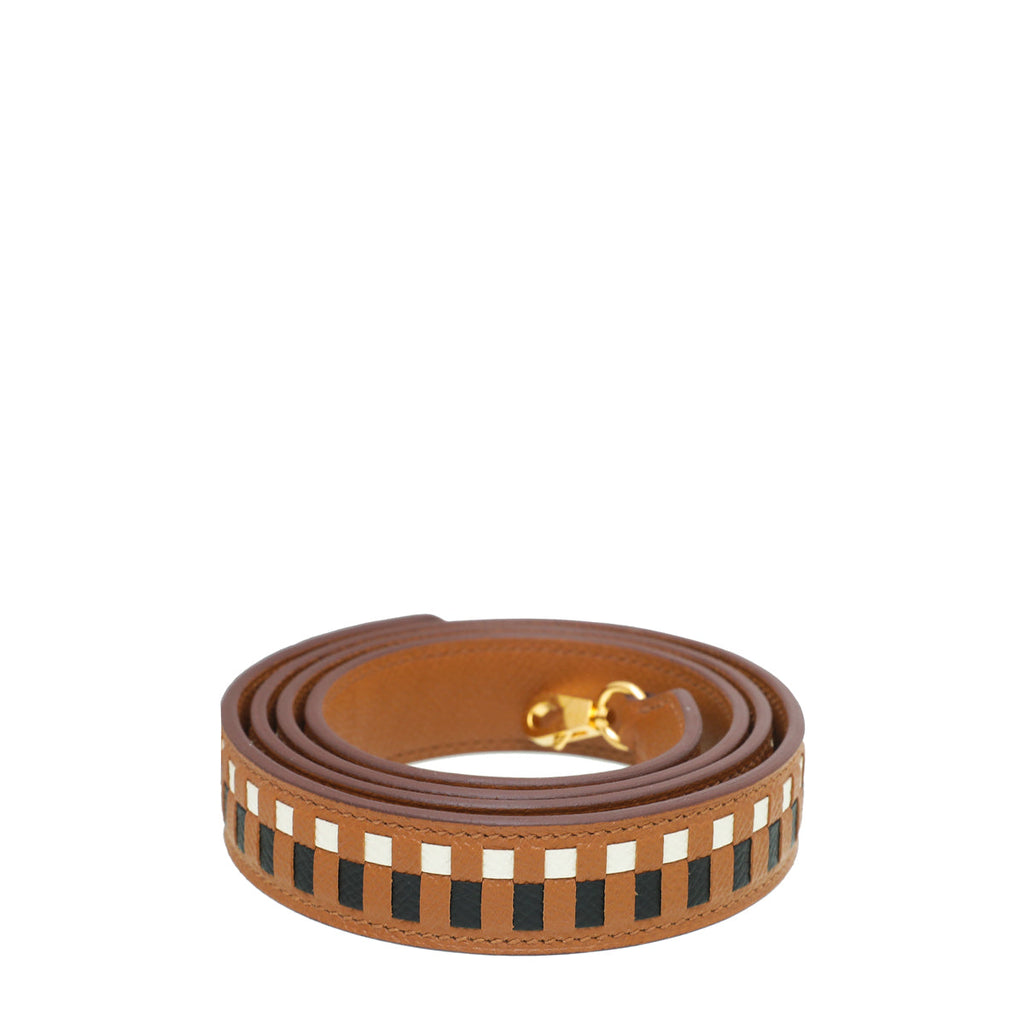 Hermes Gold Tressage Cuir 25mm Bag Strap