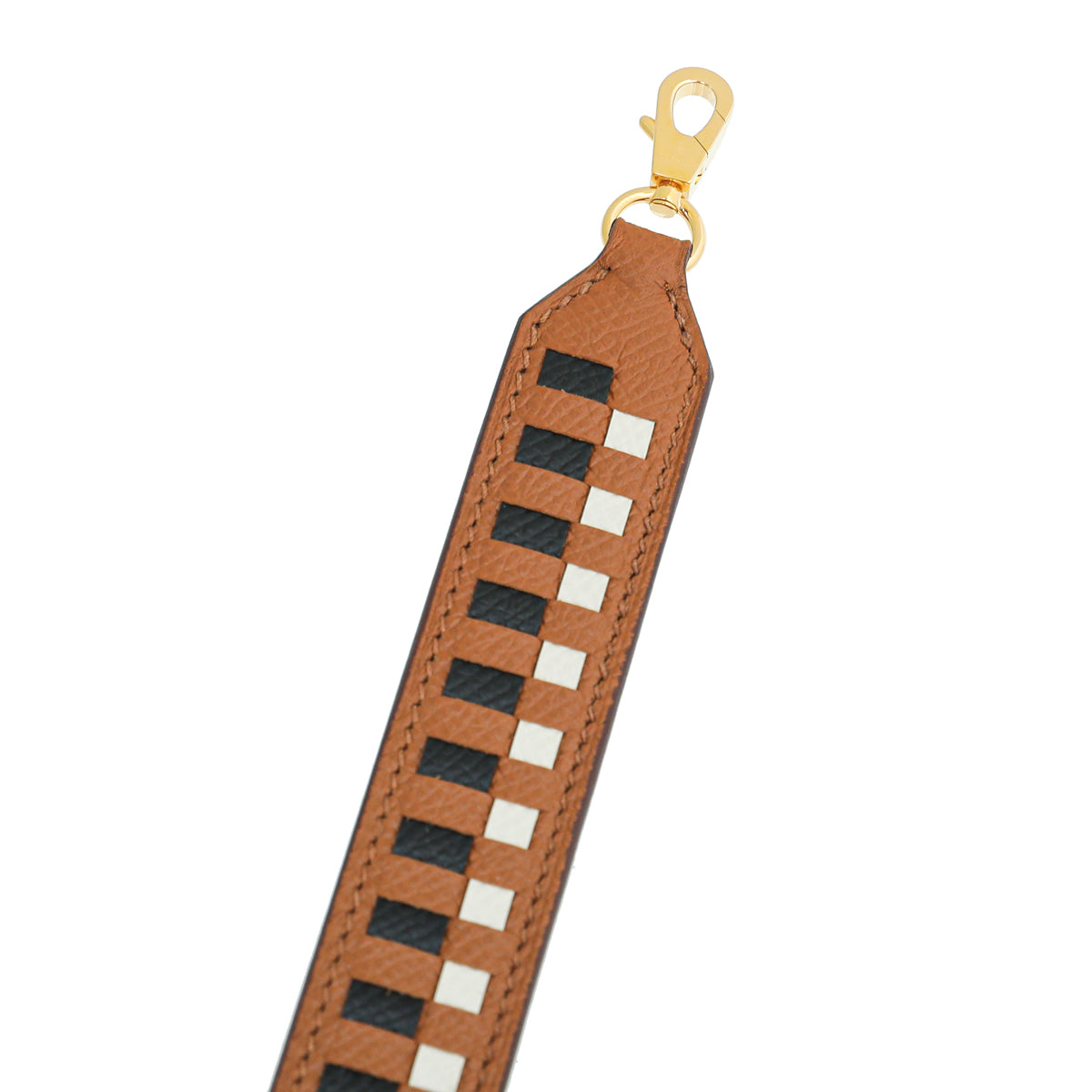 Hermes Gold Tressage Cuir 25mm Bag Strap