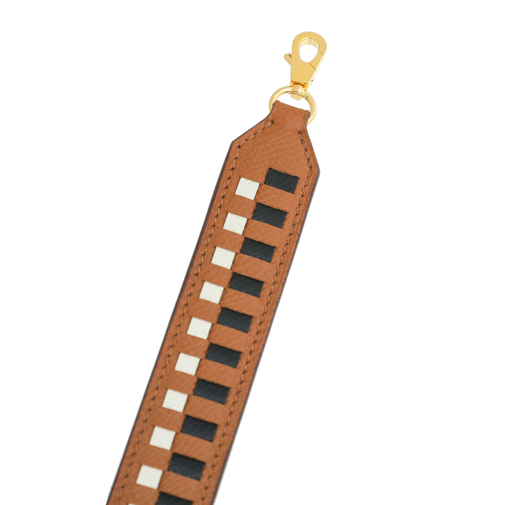 Hermes Gold Tressage Cuir 25mm Bag Strap