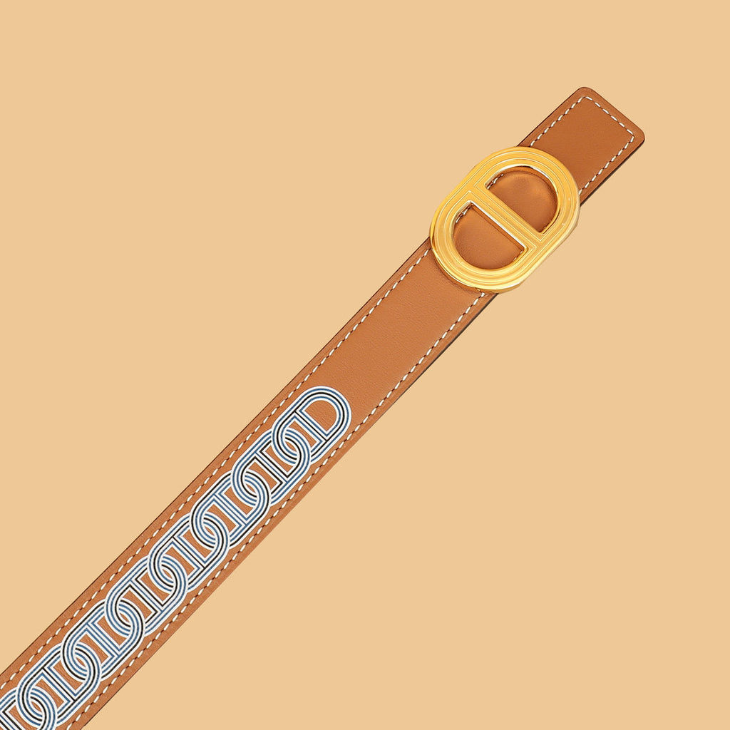 Hermes Bicolor Reversible Rivage Print Buckle 24mm Belt