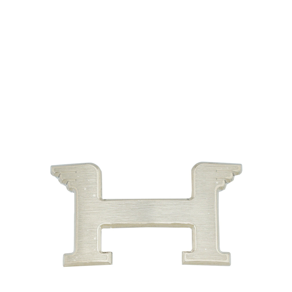 Hermes H Brushed Palladium Plated 32mm Belt Buckle