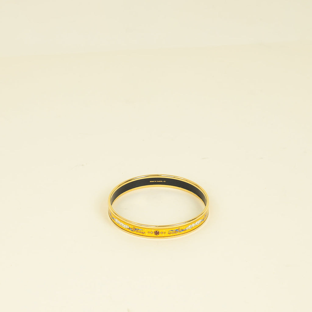 Hermes Yellow Narrow Cloisonne Enamel Bangle