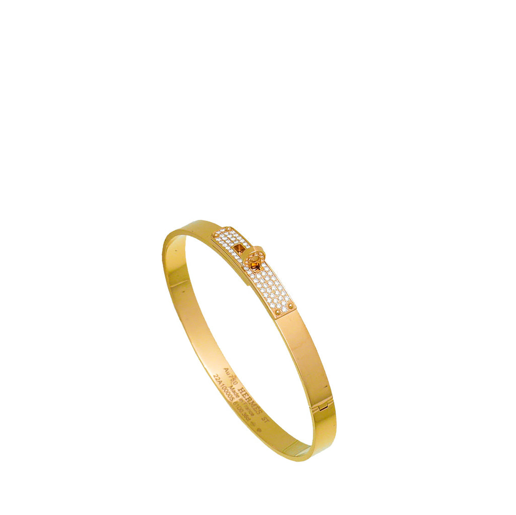 Hermes 18K Rose Gold Diamond Kelly Small Model Bracelet