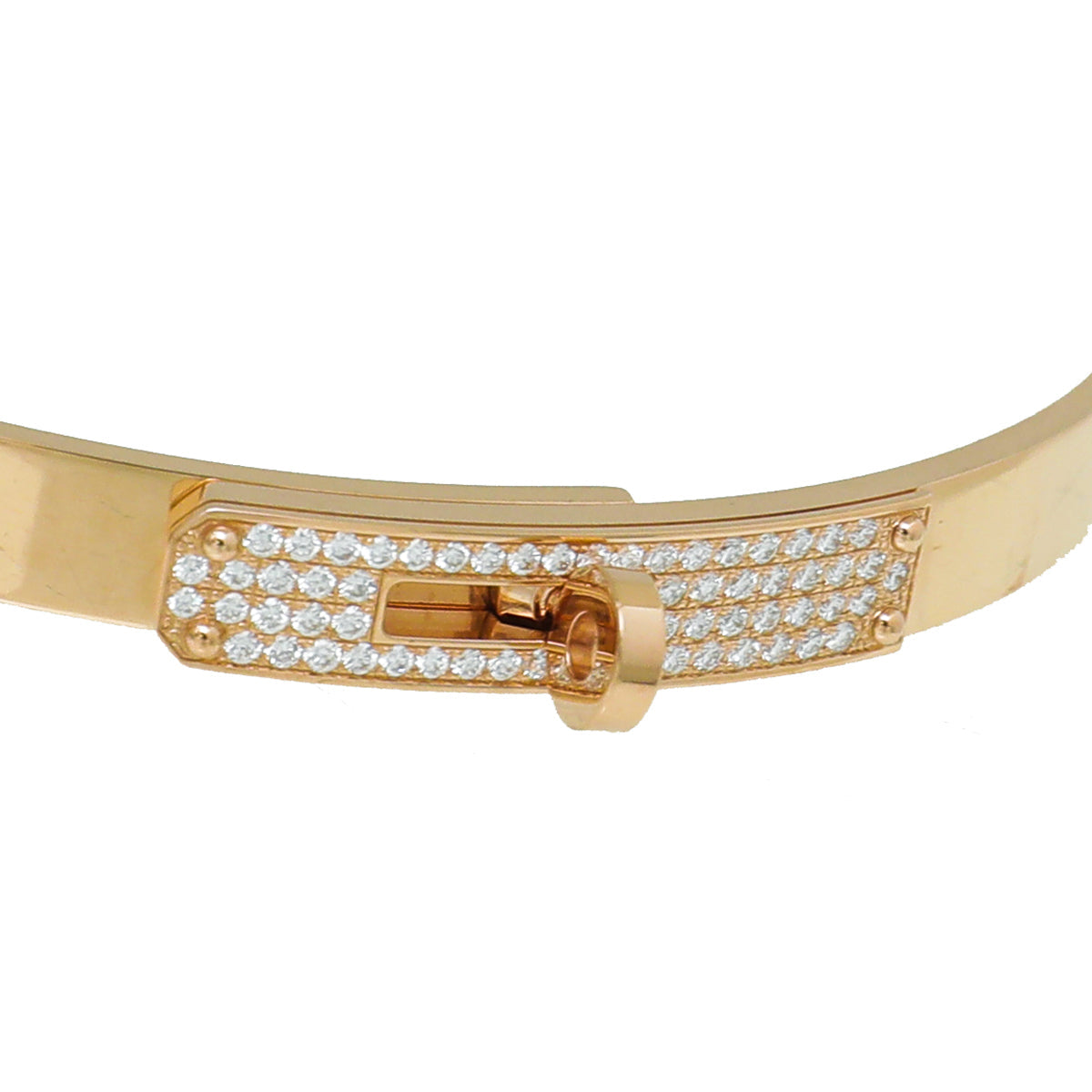 Hermes 18K Rose Gold Diamond Kelly Small Model Bracelet