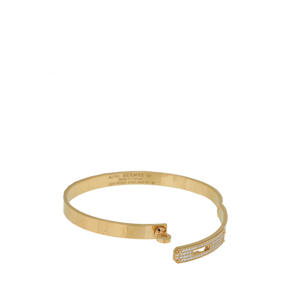 Hermes 18K Rose Gold Diamond Kelly Small Model Bracelet