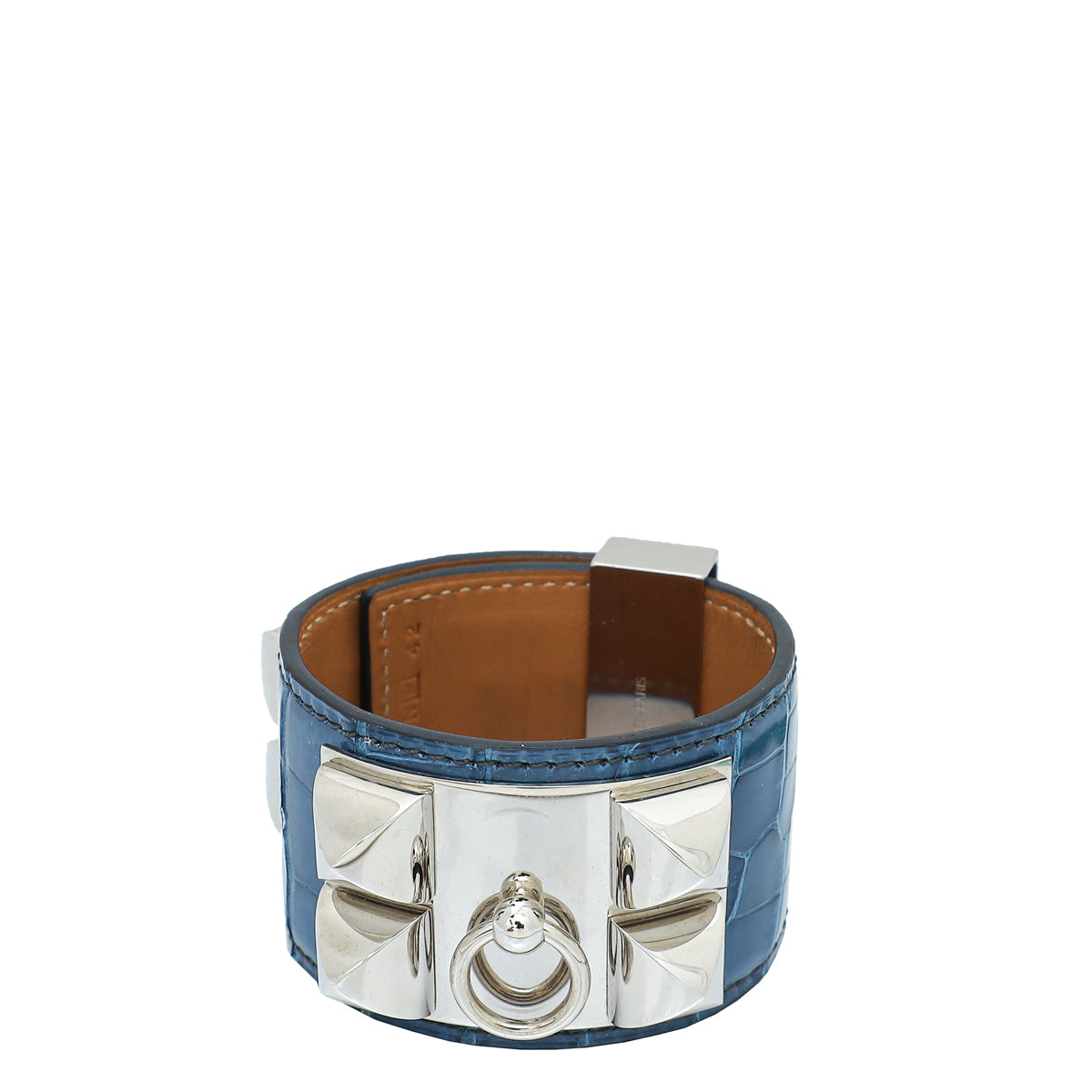 Hermes Blue Alligator Matte Kelly Dog Small Bracelet