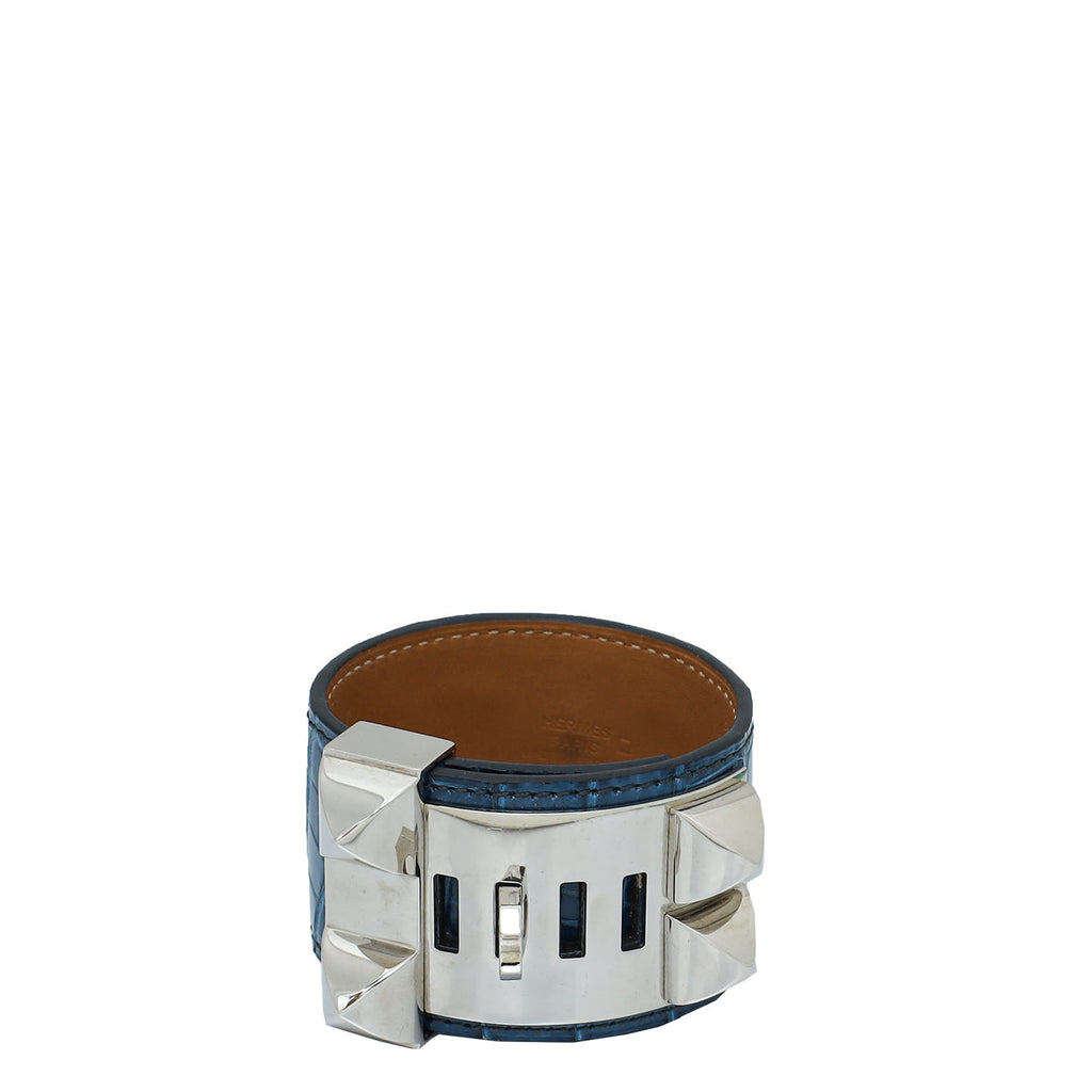 Hermes Blue Alligator Matte Kelly Dog Small Bracelet