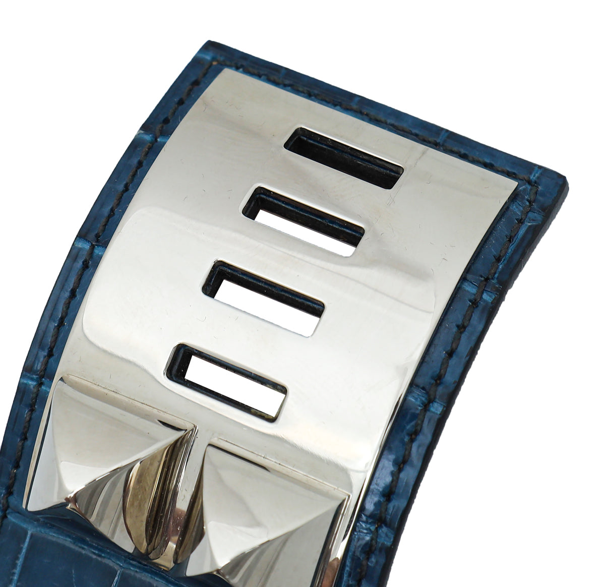 Hermes Blue Alligator Matte Kelly Dog Small Bracelet