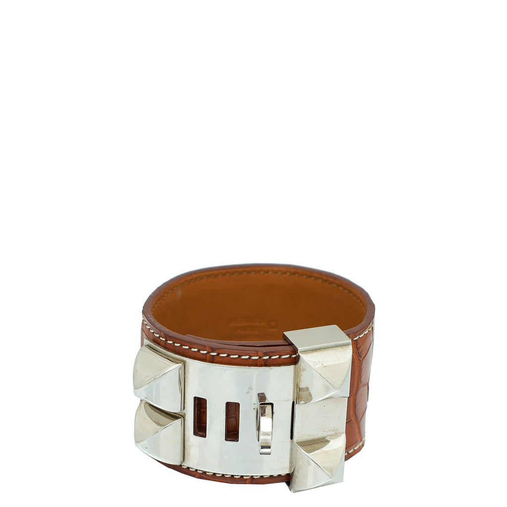 Hermes Fauve Alligator Matte Kelly Dog Small Bracelet