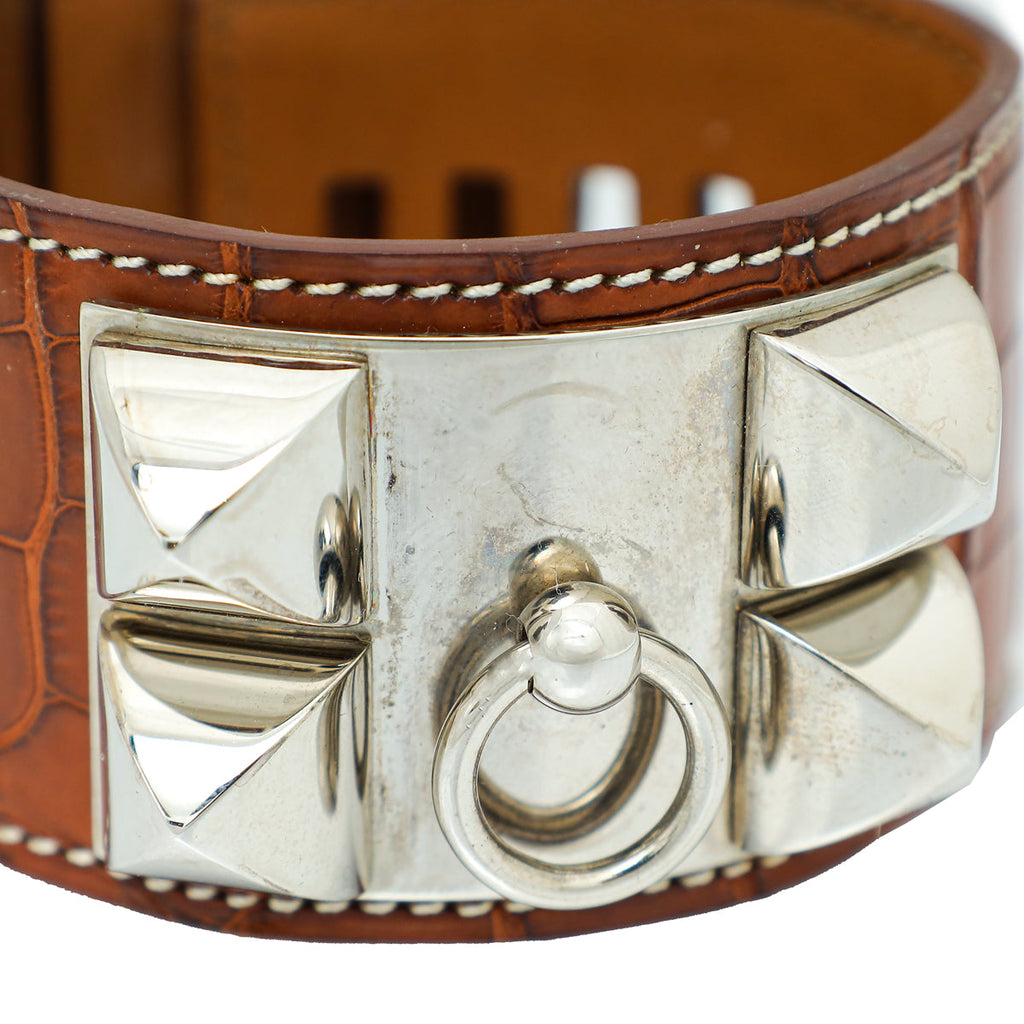 Hermes Fauve Alligator Matte Kelly Dog Small Bracelet