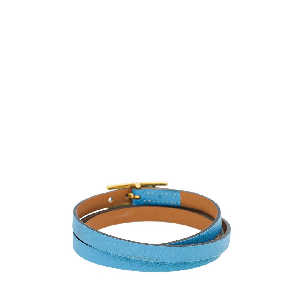Hermes Blue Aztec Hapi 3 Small Bracelet