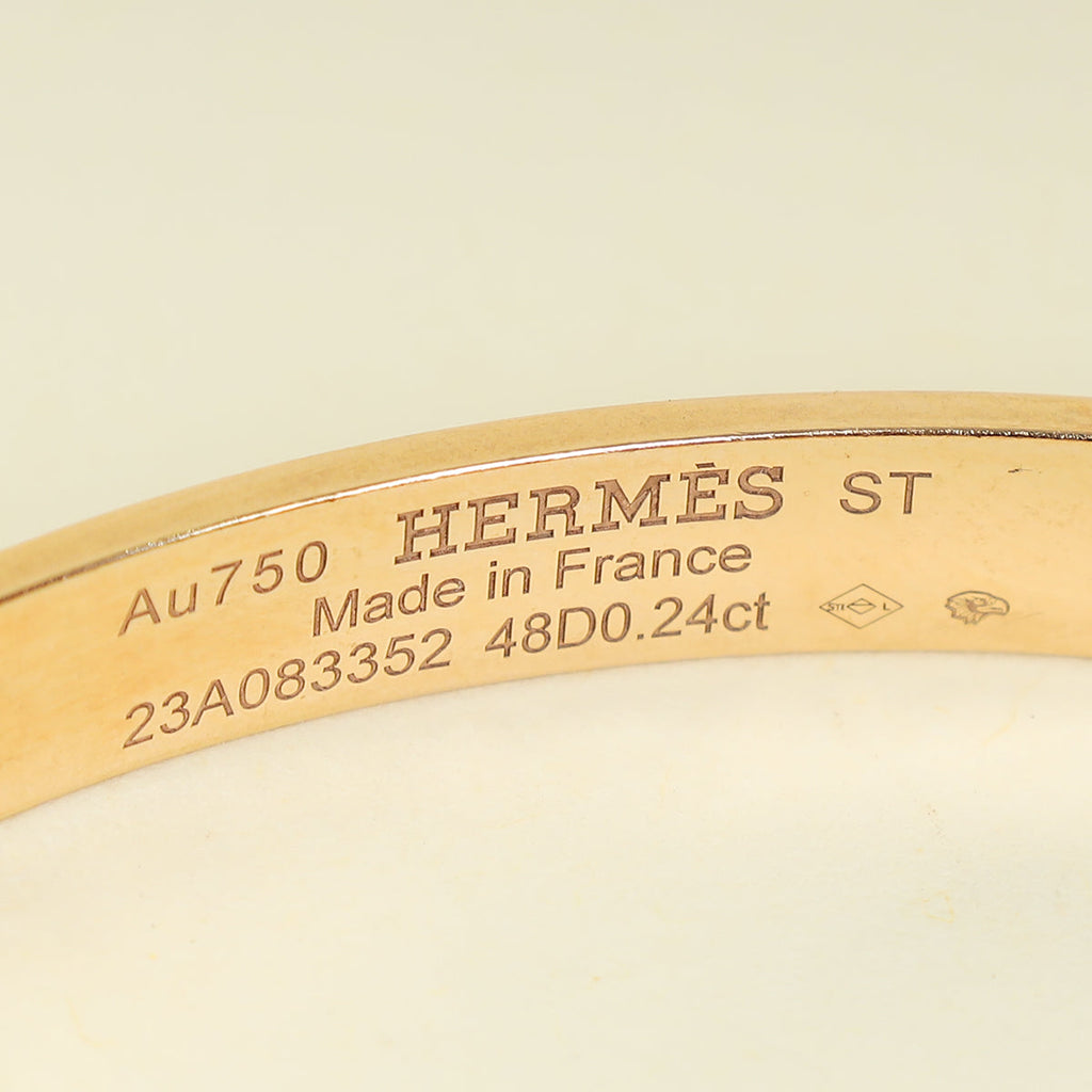 Hermes 18K Rose Gold Collier de Chien w/Diamond Small Model Bracelet