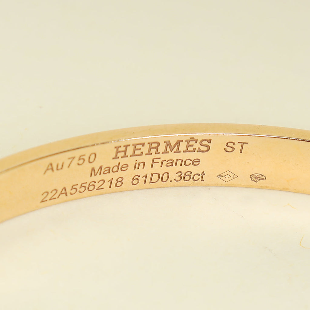 Hermes 18K Rose Gold Kelly Diamond Small Model Bracelet