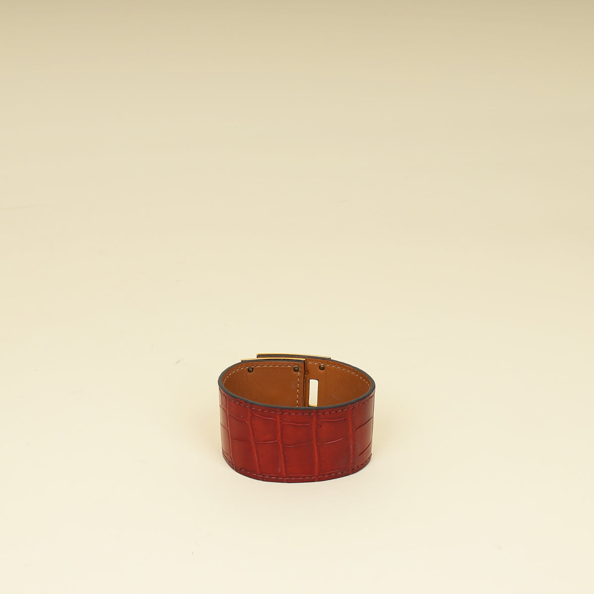 Hermes Rouge H Kelly Dog Alligator Bracelet