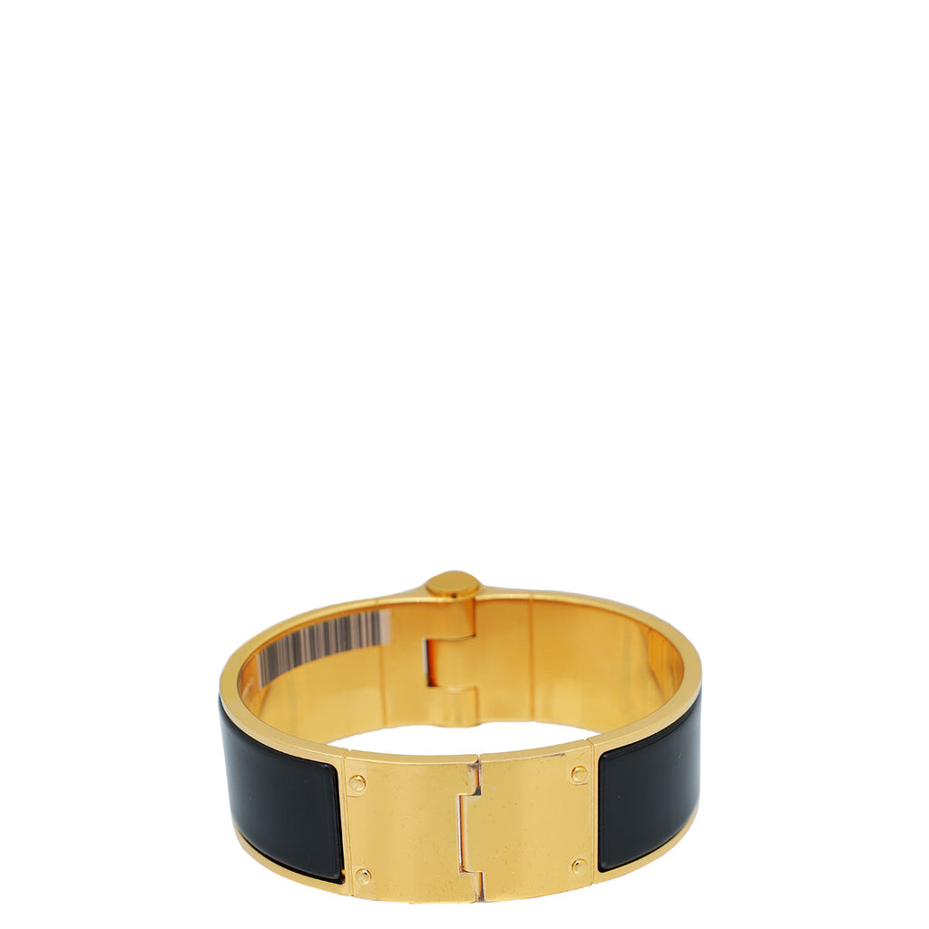 Hermes Noir Charniere Hinged Large Bracelet