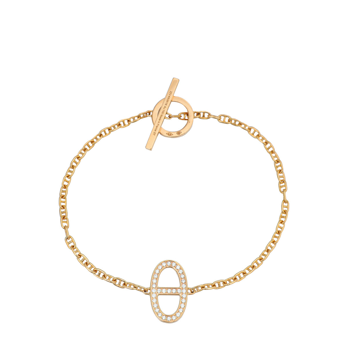 Hermes 18K Rose Gold Diamond Chaine D'ancre Contour Bracelet