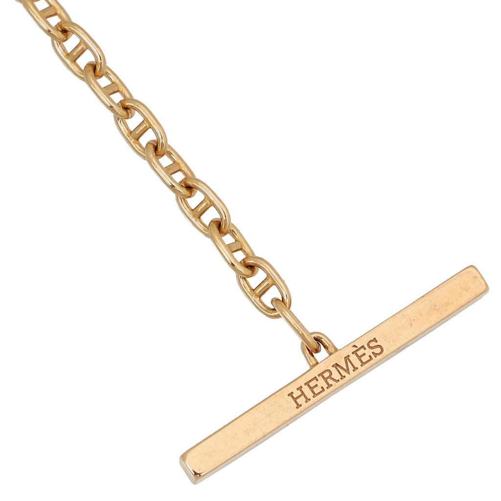 Hermes 18K Rose Gold Diamond Chaine D'ancre Contour Bracelet