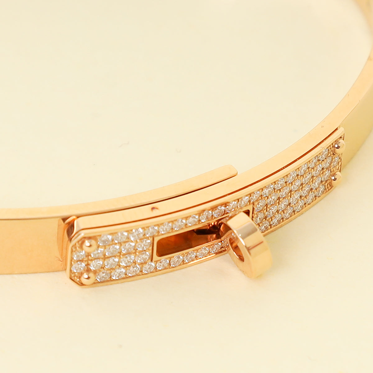 Hermes 18K Rose Gold Kelly Diamond Small Model Bracelet
