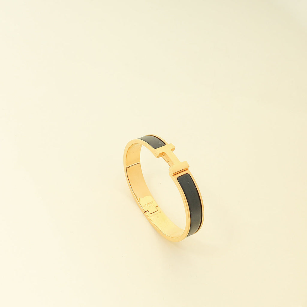 Hermes Matt Noir Clic HH Bracelet Men's