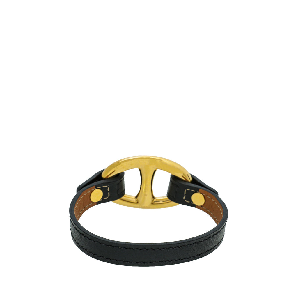 Hermes Black Granville Leather Bracelet