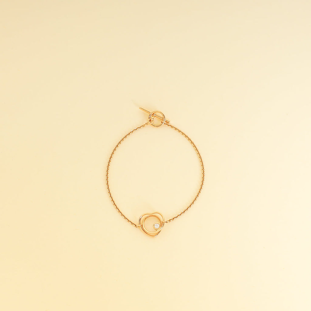 Hermes 18K Pink Gold Diamond Vertige Coeur Bracelet