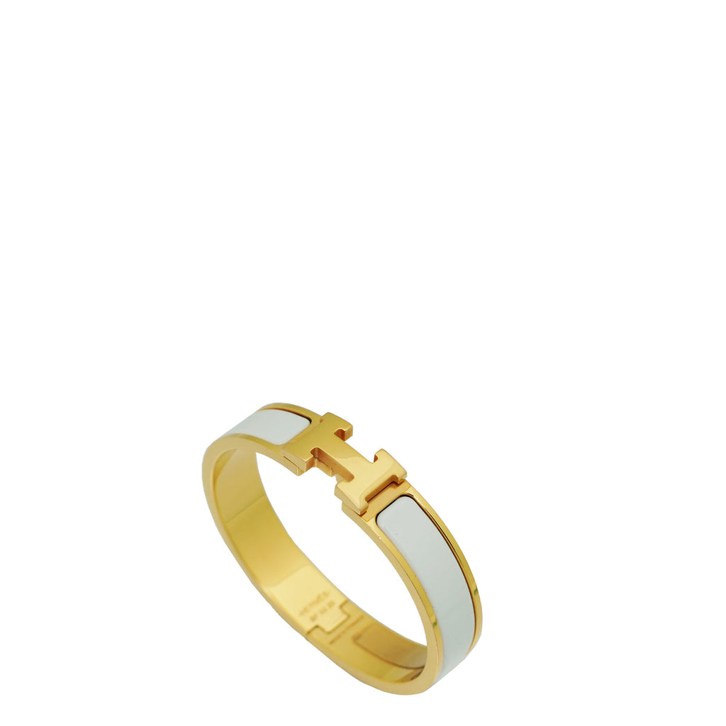 Hermes White Clic H Bracelet
