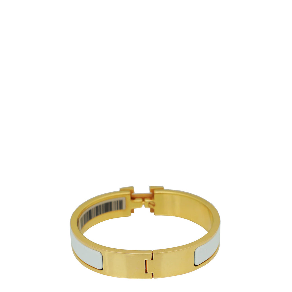 Hermes White Clic H Bracelet