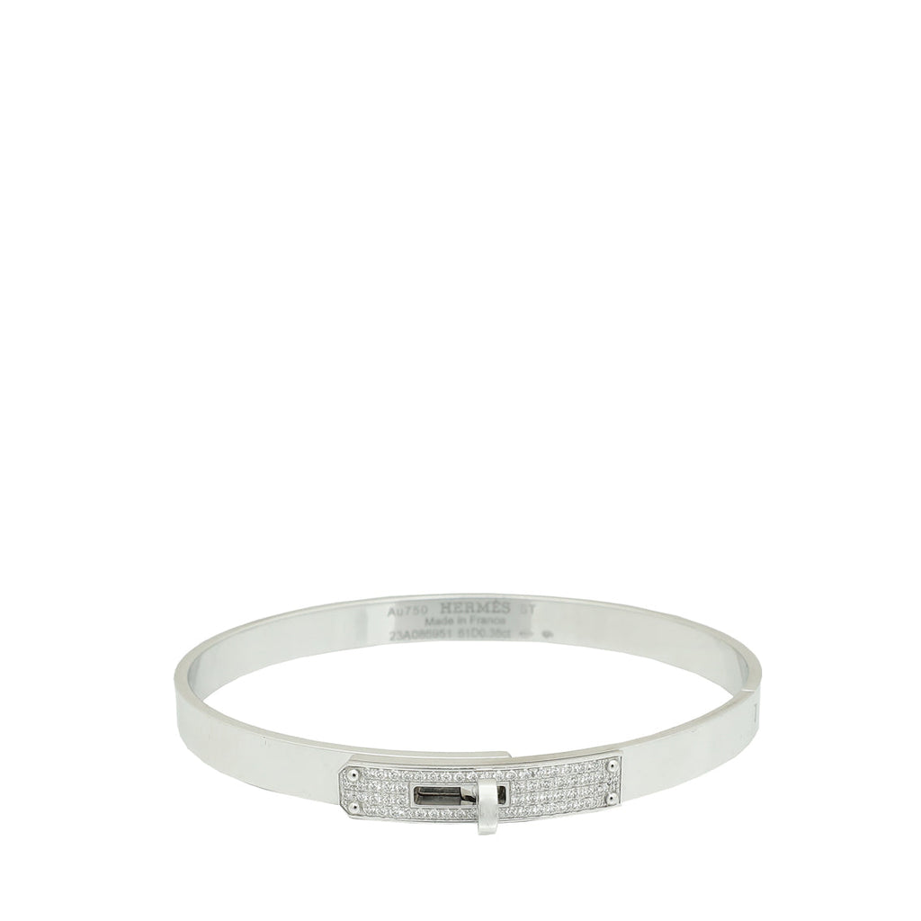 Hermes 18K White Gold Diamond Kelly Small Model Bracelet