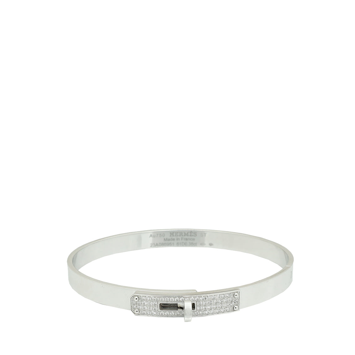 Hermes 18K White Gold Diamond Kelly Small Model Bracelet