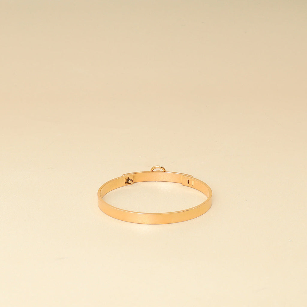 Hermes 18K Rose Gold Collier de Chien w/Diamond Small Model Bracelet 16