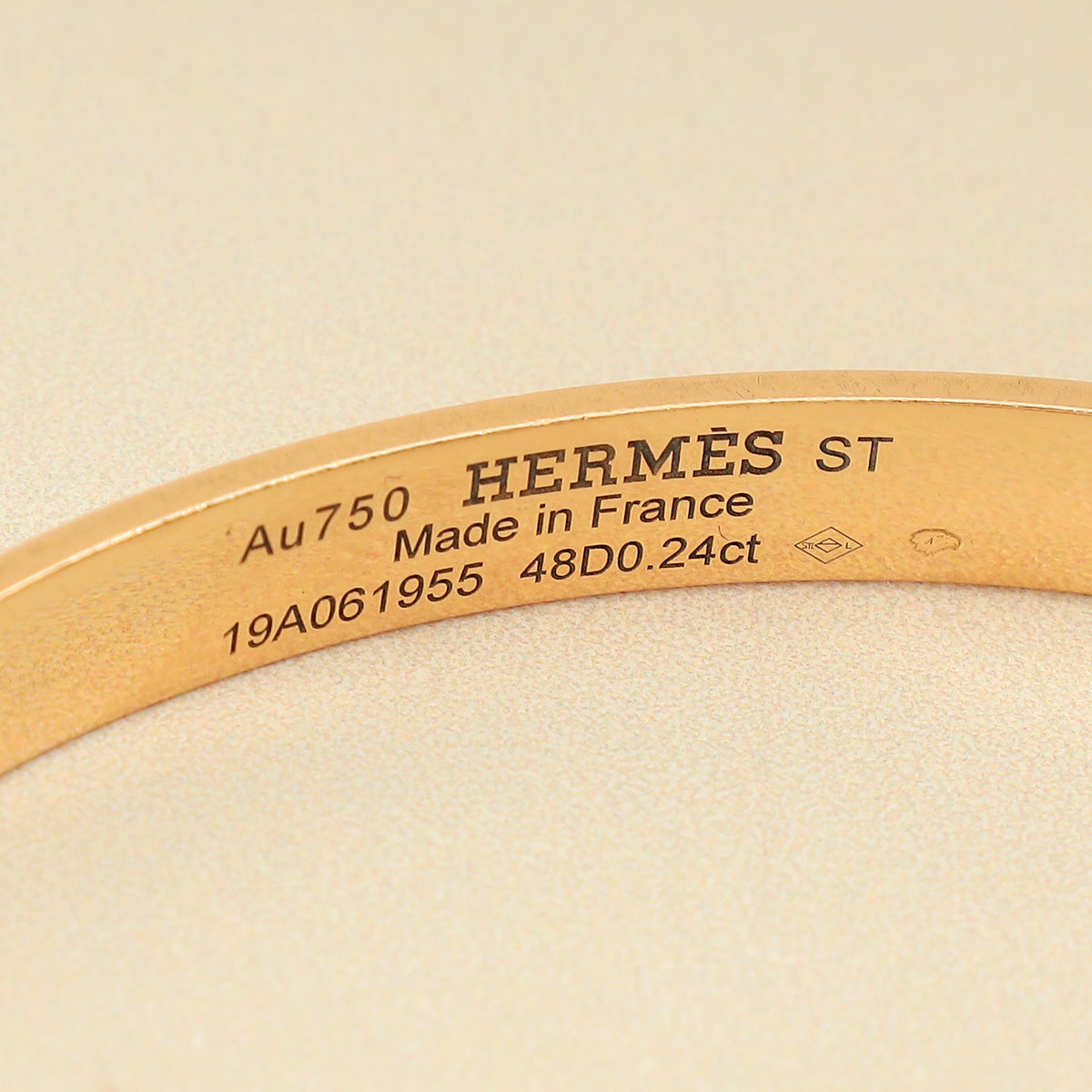 Hermes 18K Rose Gold Collier de Chien w/Diamond Small Model Bracelet 16