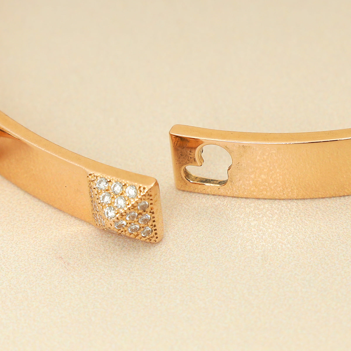 Hermes 18K Rose Gold Collier de Chien w/Diamond Small Model Bracelet 16