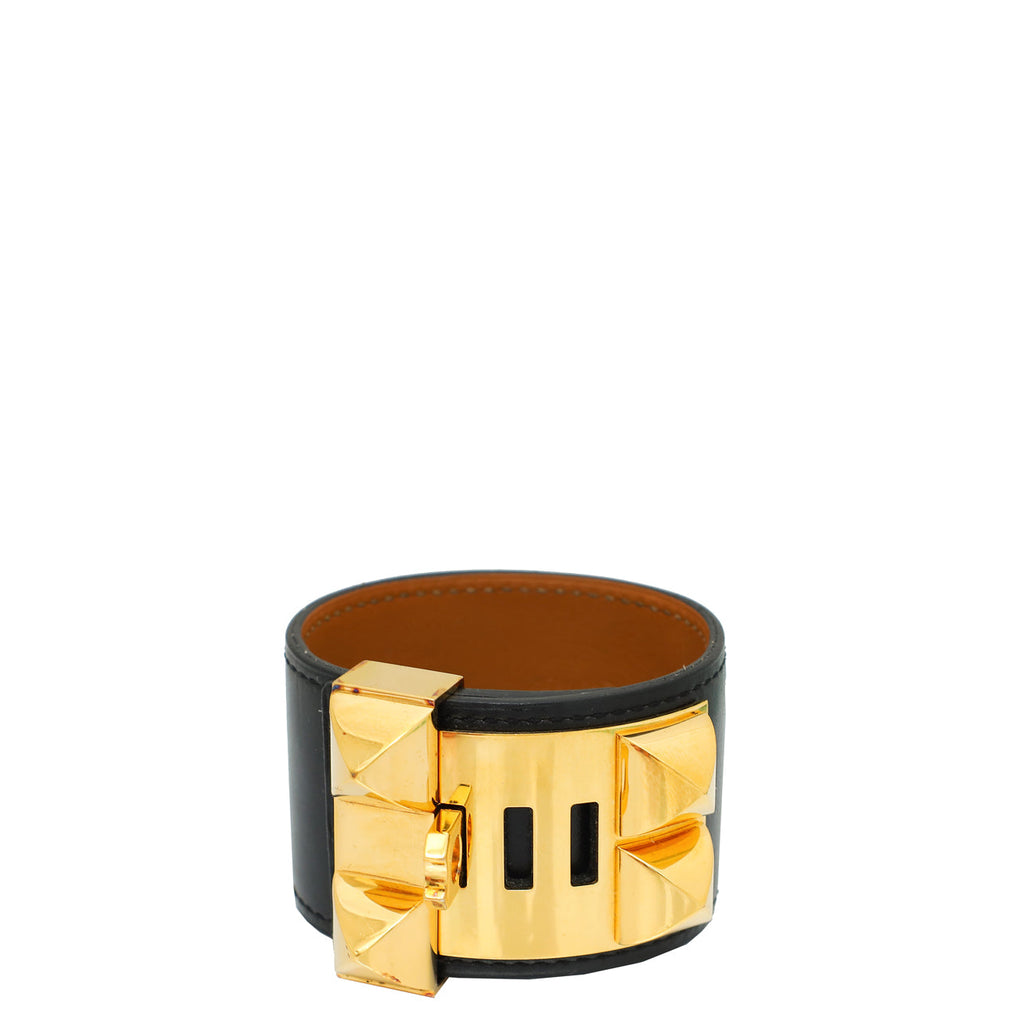 Hermes Noir Collier De Chien Small Bracelet