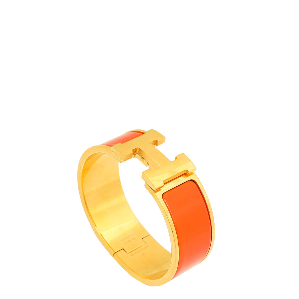 Hermes Orange Clic Clac H Bracelet