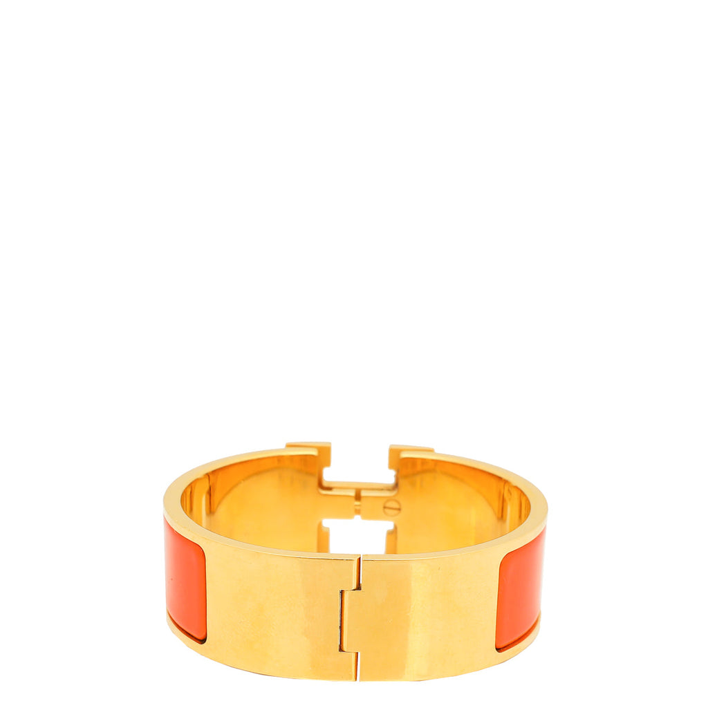 Hermes Orange Clic Clac H Bracelet