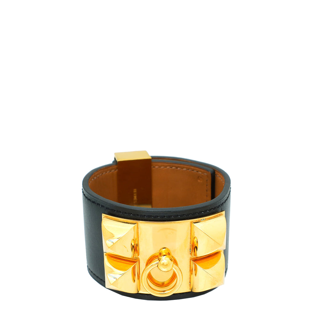 Hermes Noir Collier De Chien Small Bracelet