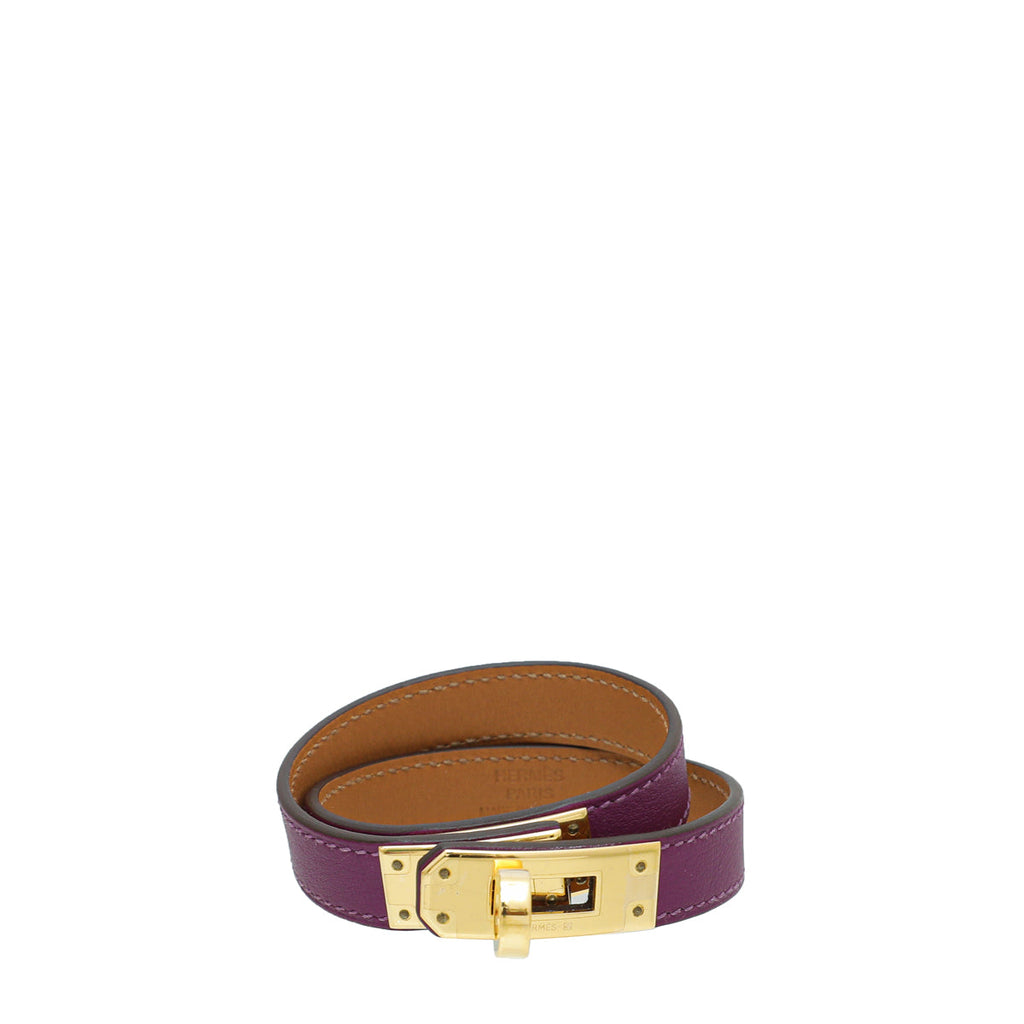 Hermes Violet Kelly Double Wrap Small Bracelet