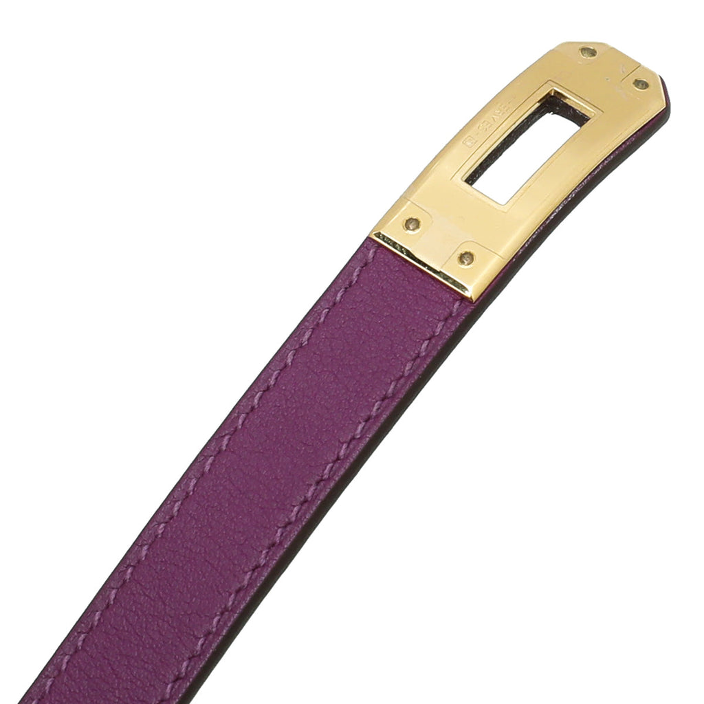 Hermes Violet Kelly Double Wrap Small Bracelet