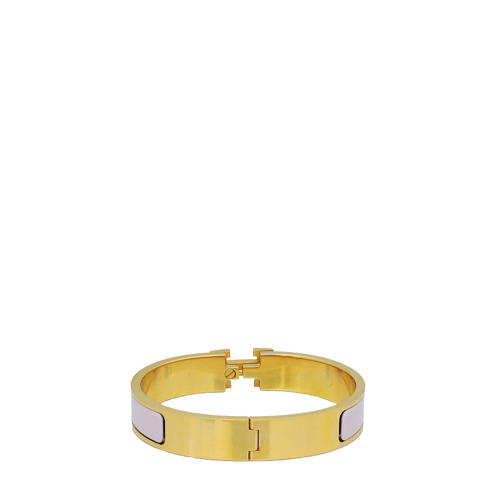 Hermes Rose Dragee Clic H Bracelet