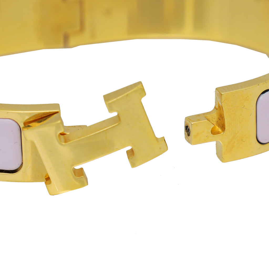 Hermes Rose Dragee Clic H Bracelet