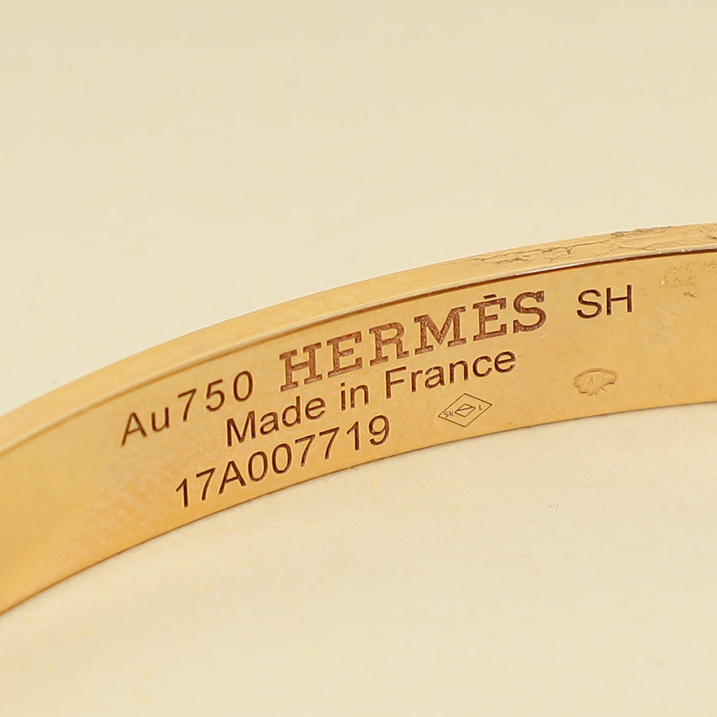 Hermes 18K Yellow Gold H d'Ancre Diamonds Small Model Bracelet