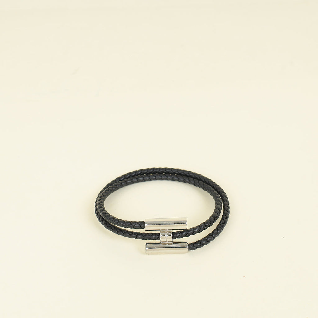 Hermes Noir Tournis Tresse Bracelet