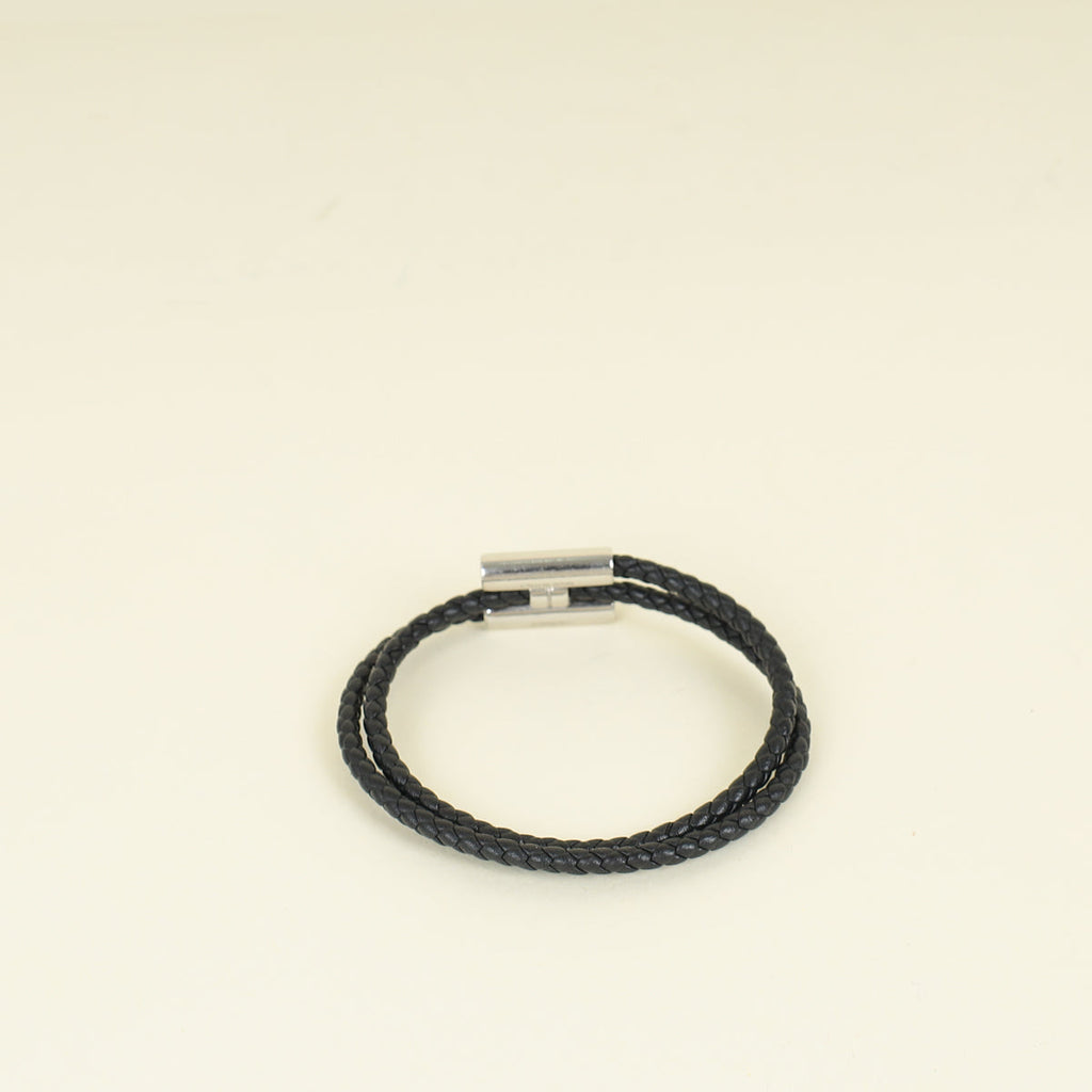 Hermes Noir Tournis Tresse Bracelet